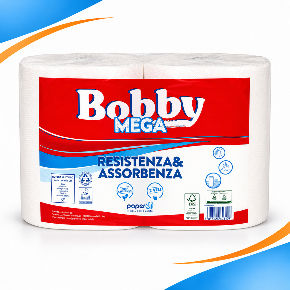 Carta Asciugatutto Maxi Bobina 2 Veli in Pura Cellulosa – 2 Rotoli Multiuso