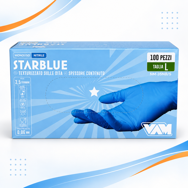 Guanti Monouso in Nitrile Blu 100 Pezzi | Senza Lattice per Uso Alimentare